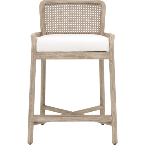 Avalon Counter Stool in Gray Mahogany, Cane & Peyton Pearl Fabric